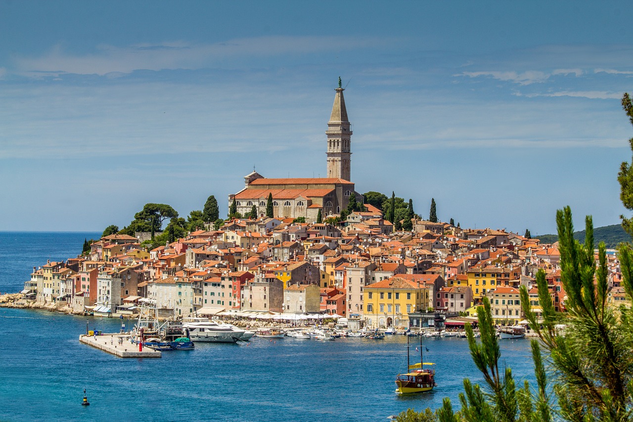 Rovinj old town rising above the Adriatic