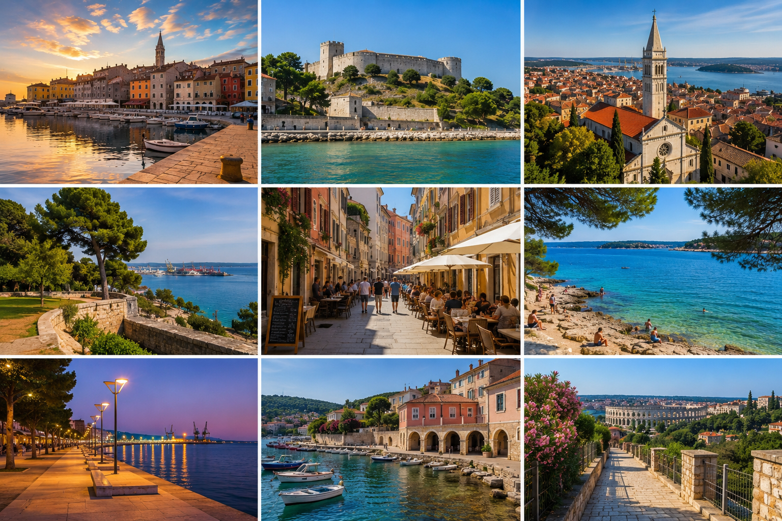 Collage di luoghi di Pula e vita mediterranea